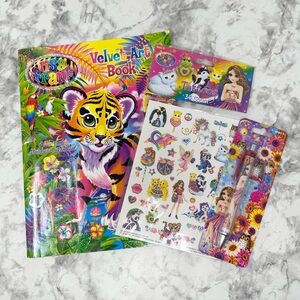 Lisa Frank Velvet Art Book, Charm Pen & Glitter Body Tattoos Bundle 90s Y2K